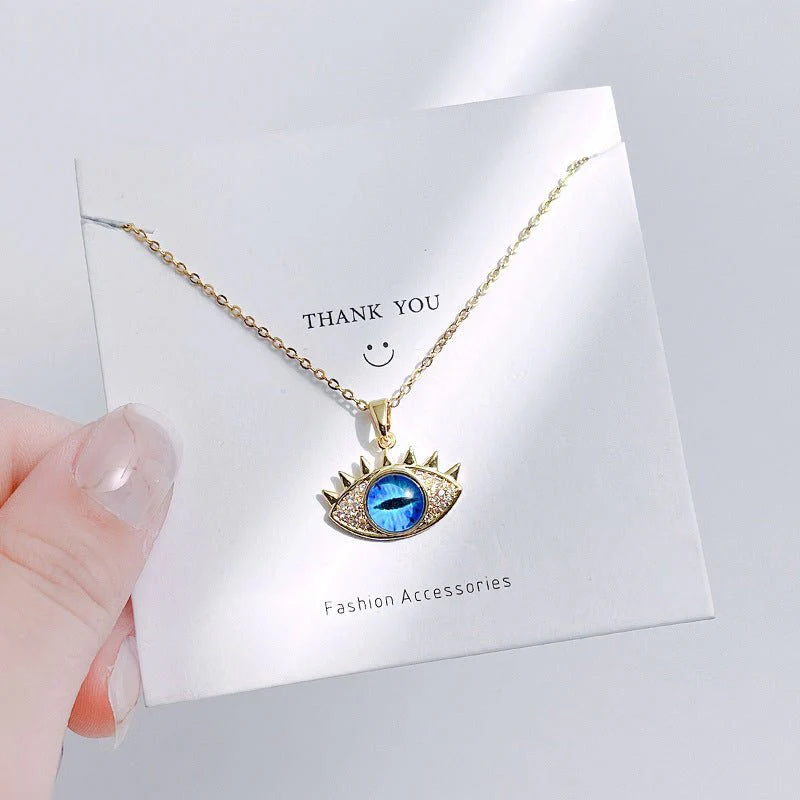 Premium Evil Eye Hamsa Hand Necklace – Anti-Tarnish Protection Jewelry