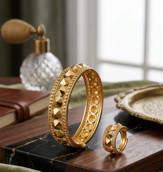 Studded Gold Bangle Set
