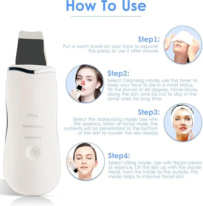 3-in-1 Ultrasonic Skin Scrubber & Deep Facial Cleanser
