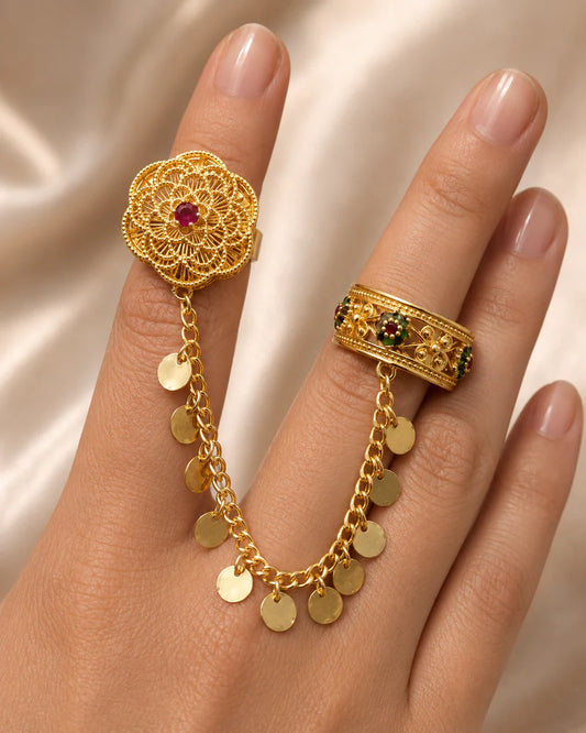 Gold Filigree Chain Ring