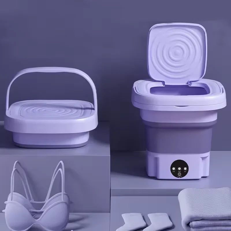 Portable Foldable Mini Washing Machine with Spin Dryer Bucket