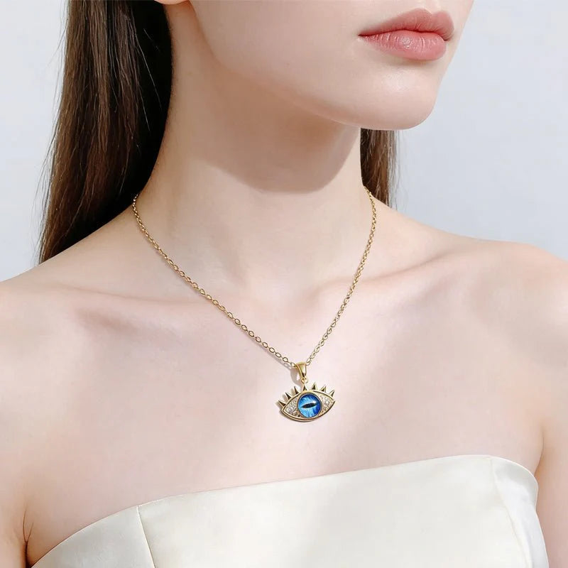 Premium Evil Eye Hamsa Hand Necklace – Anti-Tarnish Protection Jewelry