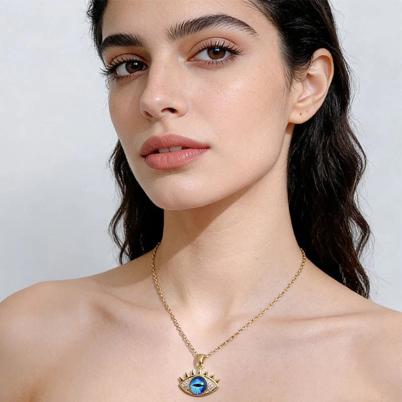 Premium Evil Eye Hamsa Hand Necklace – Anti-Tarnish Protection Jewelry