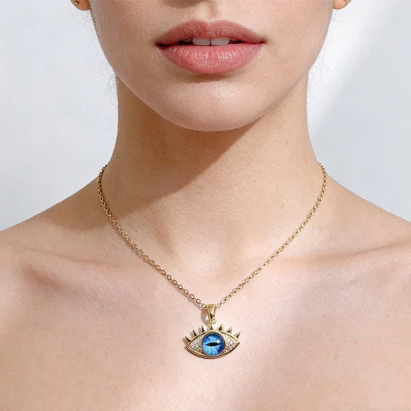Premium Evil Eye Hamsa Hand Necklace – Anti-Tarnish Protection Jewelry