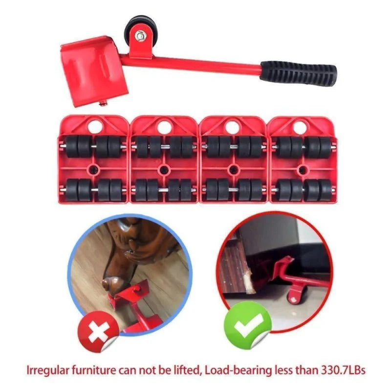 Heavy Duty Furniture Mover & Lifter Tool Set – Easy 360 Degree Moving Wheels