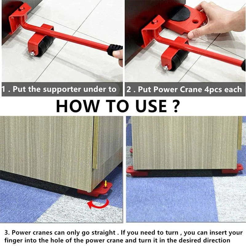 Heavy Duty Furniture Mover & Lifter Tool Set – Easy 360 Degree Moving Wheels